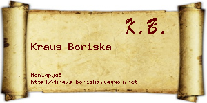 Kraus Boriska névjegykártya